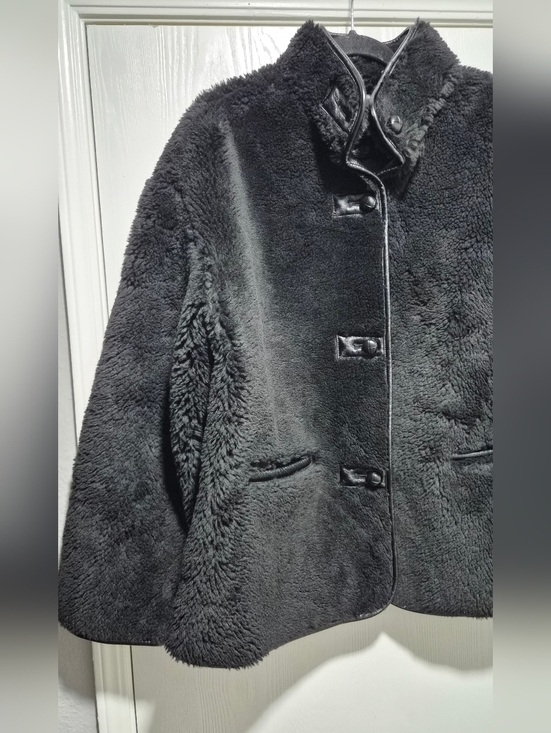 GAP Womens Nwt Recycled Black Sherpa & Vegan Leather Trim Jacket Sz L - Picture 5 of 10